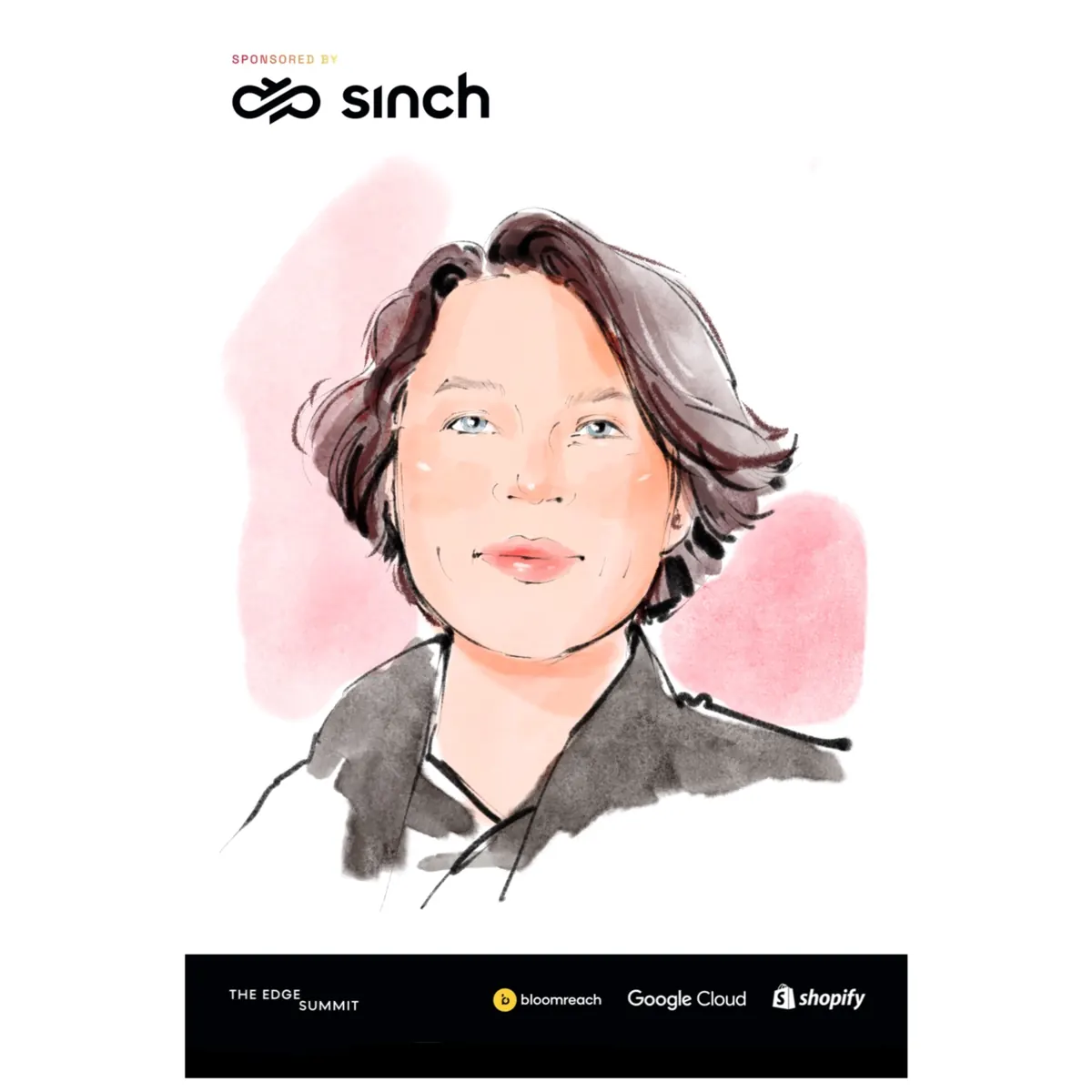 Branded live portrait of a woman with short hair
